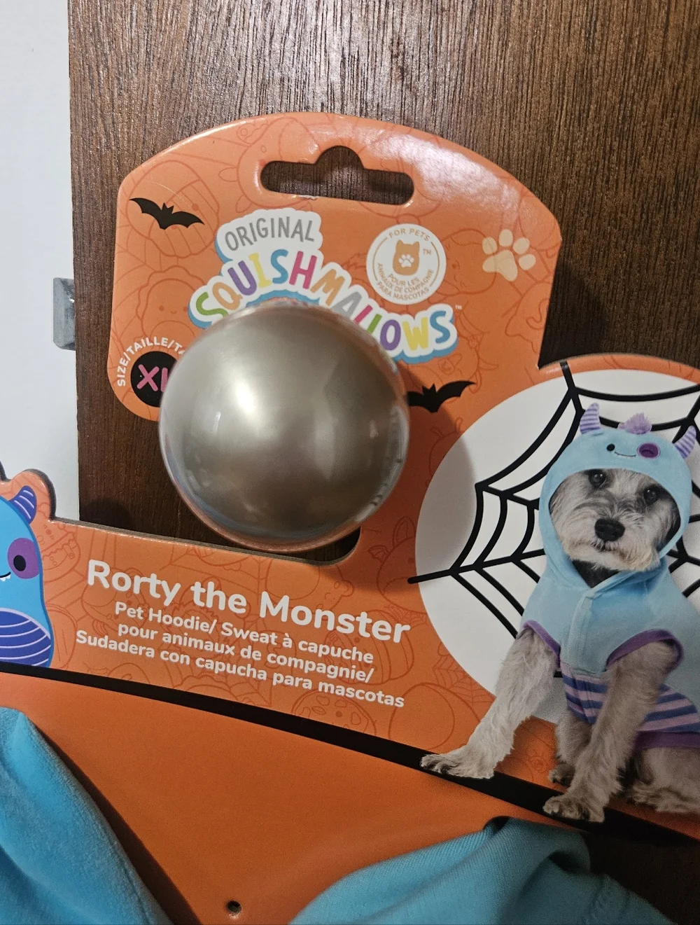 Squishmallows Rorty the Monster Teal & Purple Pet Hoodie Halloween Costume XL